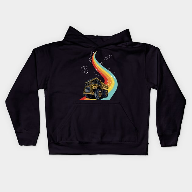 Dump Truck Rainbow Kids Hoodie by damnoverload